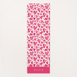 Personalisiertes rosa Herzmuster Yogamatte