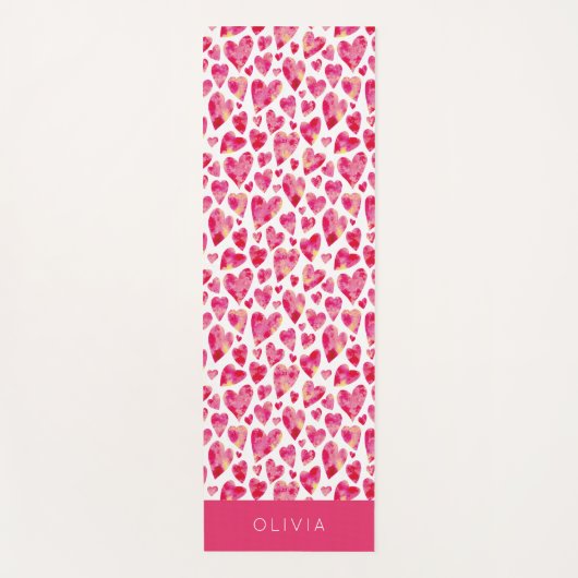Personalisiertes rosa Herzmuster Yogamatte (Vorderseite)