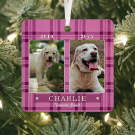 Personalisiertes rosa Hunde-Weihnachtssouvenir mit Ornament Aus Metall