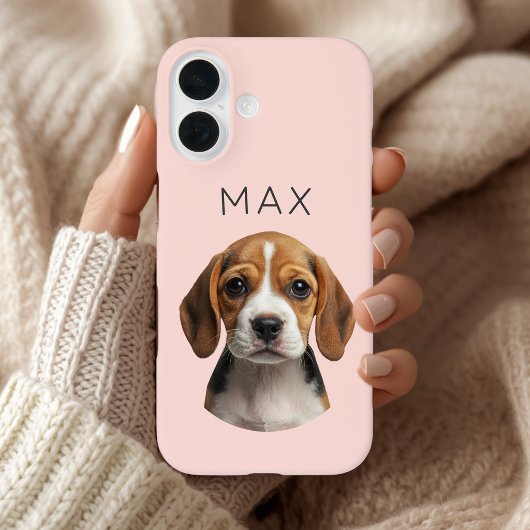 Personalisiertes rosa Hundefoto & Name Case-Mate iPhone Hülle