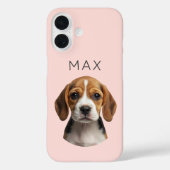 Personalisiertes rosa Hundefoto & Name Case-Mate iPhone Hülle (Rückseite)