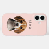Personalisiertes rosa Hundefoto & Name Case-Mate iPhone Hülle (Rückseite (Horizontal))
