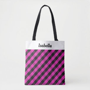 Personalisiertes rosa Karo Büffel-Karo-Muster Tasche