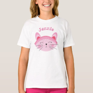 Personalisiertes rosa Katzengesicht T-Shirt