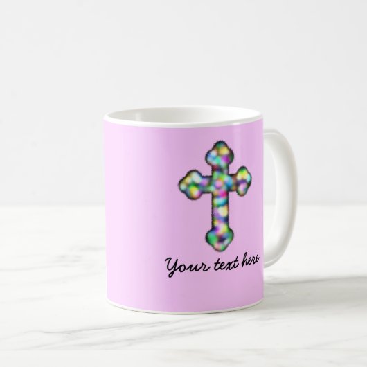 Personalisiertes rosa Kreuz Kaffeetasse (VorderseiteRechts)