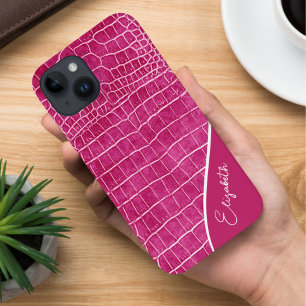 Personalisiertes, rosa Krokodil Case-Mate iPhone 14 Hülle