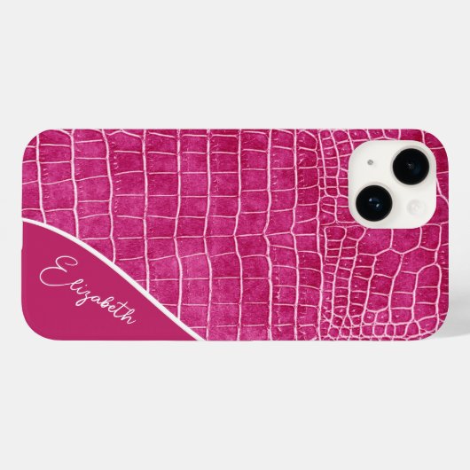 Personalisiertes, rosa Krokodil Case-Mate iPhone Hülle (Rückseite (Horizontal))