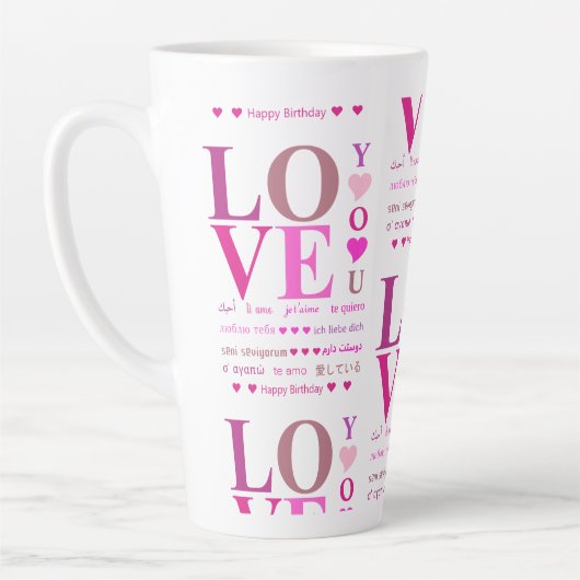 Personalisiertes Rosa "LIEBE You" in romanischen S Milchtasse (Links)