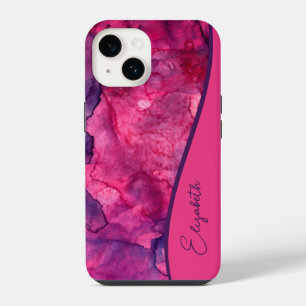 Personalisiertes Rosa Lila Aquarell  iPhone 14 Hülle