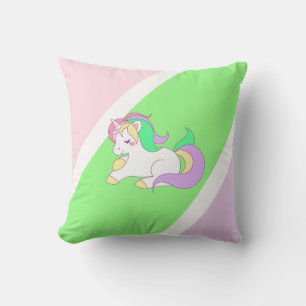 Personalisiertes Rosa-Lindgrün-Lila-Einhorn-Kissen Kissen