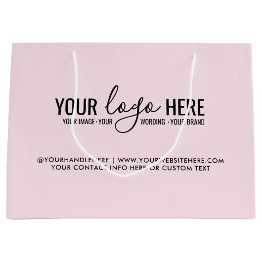 Personalisiertes Rosa-Logo Große Geschenktüte (Vorderseite)