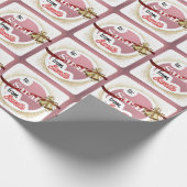 Personalisiertes Rosa mädchenhaft aus Weihnachten Geschenkpapier (Ecke)