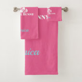 Personalisiertes Rosa "Mindful Bunny" Badetuch Set (Insitu)