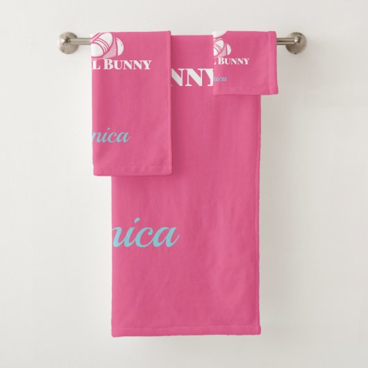 Personalisiertes Rosa "Mindful Bunny" Badetuch Set (Insitu)