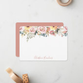 Personalisiertes Rosa Modernes Aquarellblau Mitteilungskarte (Vorderseite/Rückseite Beispiel)