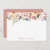 Personalisiertes Rosa Modernes Aquarellblau Mitteilungskarte (Vorne/Hinten)