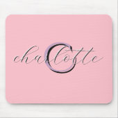 Personalisiertes rosa Monogramm Anfangsbuchstabe u Mousepad (Vorne)