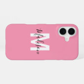 Personalisiertes rosa Monogramm iPhone 16 Hülle (Rückseite (Horizontal))