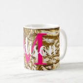 Personalisiertes rosa Monogramm Kaffeetasse (VorderseiteRechts)