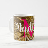 Personalisiertes rosa Monogramm Kaffeetasse (Vorderseite Links)