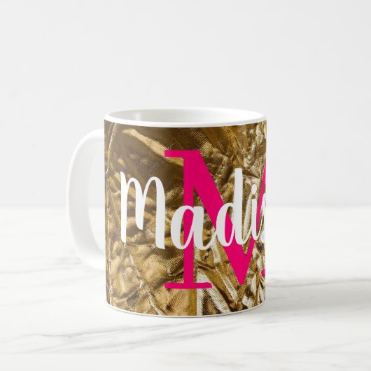 Personalisiertes rosa Monogramm Kaffeetasse (Vorderseite Links)