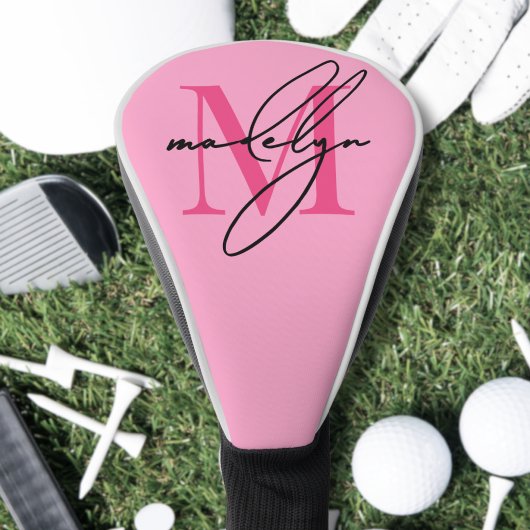 Personalisiertes rosa Monogramm Name Golf Headcover