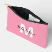 Personalisiertes rosa Monogramm Zubehörtasche (Offen)