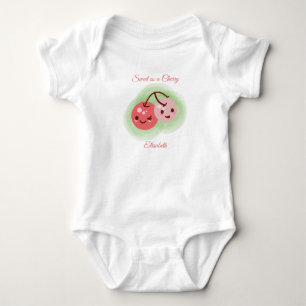 Personalisiertes rosa Niedliches Kirschpaar Baby Strampler