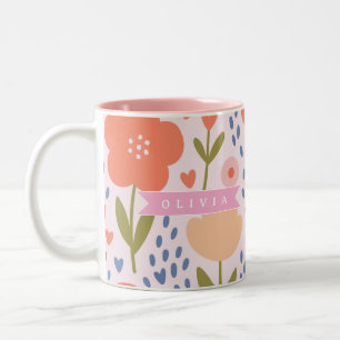 Personalisiertes rosa nordisches süßes volkstümlic zweifarbige tasse