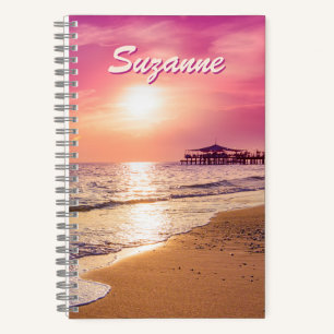 Personalisiertes rosa Ocean Sunset Spiral Notebook Notizblock