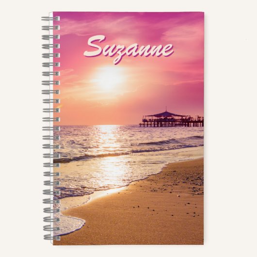 Personalisiertes rosa Ocean Sunset Spiral Notebook Notizblock (Vorderseite)