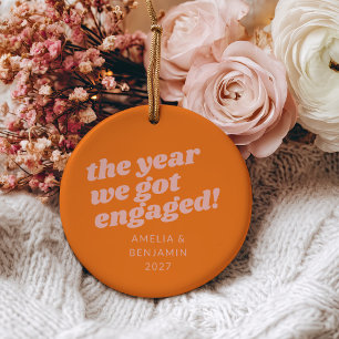Personalisiertes Rosa Orange Erstes Weihnachten Ve Keramik Ornament