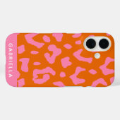 Personalisiertes rosa Orangenleopardmuster Case-Mate iPhone Hülle (Rückseite (Horizontal))
