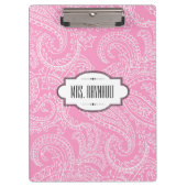 Personalisiertes rosa Paisley-Klemmbrett Klemmbrett (Vorderseite)