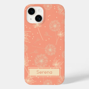 Personalisiertes rosa Pastell-Blumen-Löwenzahn-Mus Case-Mate iPhone 14 Hülle