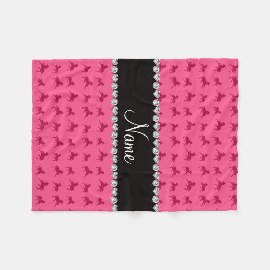 Personalisiertes rosa Pferdenamensmuster Fleecedecke (Vorderseite (Horizontal))