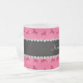 Personalisiertes rosa Pferdenamensmuster Mattglastasse (Vorderseite Links)