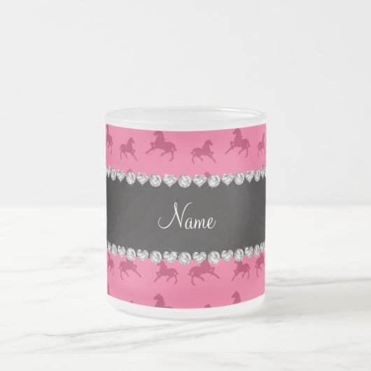 Personalisiertes rosa Pferdenamensmuster Mattglastasse (Mittel)
