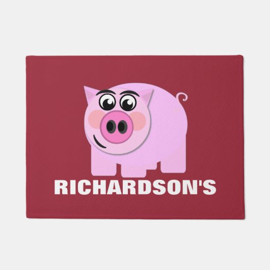 Personalisiertes rosa Piggy Fußmatte (Vorderseite)