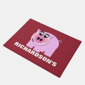 Personalisiertes rosa Piggy Fußmatte (Schrägansicht)