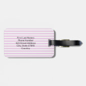 Personalisiertes Rosa Preppy-Monogramm-Gestreiftes Gepäckanhänger (Rückseite horizontal)