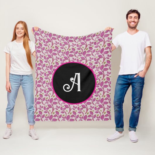 Personalisiertes rosa Reben-Blumenmuster Fleecedecke (Beispiel)