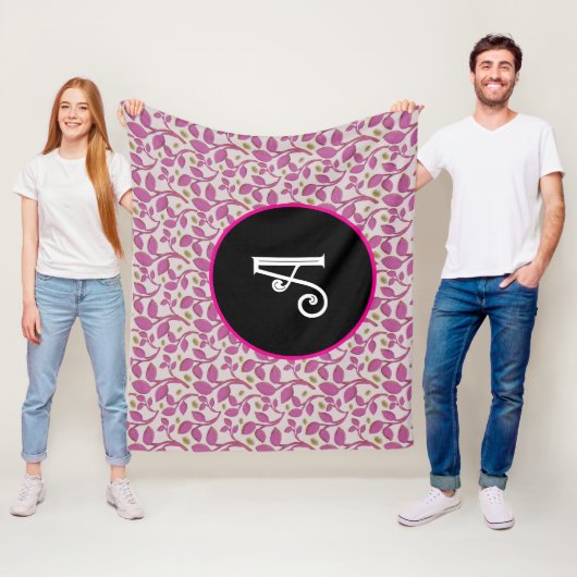 Personalisiertes rosa Reben-Blumenmuster Fleecedecke (Beispiel)