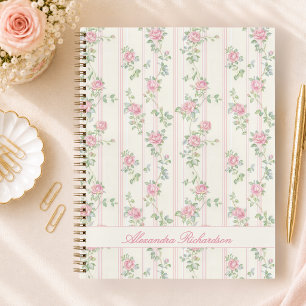 Personalisiertes rosa Rosen-Blumen-Spiralheft Notizblock