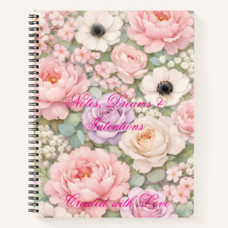 Personalisiertes rosa Rosen-Spiralnotizbuch für Fr Notizblock