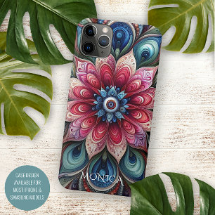 Personalisiertes Rosa Rot Türkis Blau Blumenkunst- Case-Mate iPhone Hülle