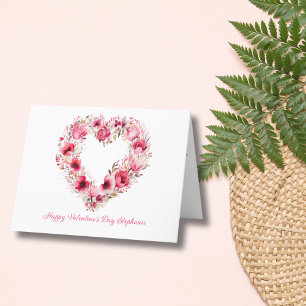 Personalisiertes rosa rotes Blumenherz Valentinsta Dankeskarte