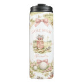 Personalisiertes rosa Schleifen-Golf-Mutter-Gesche Thermosbecher (Vorderseite)