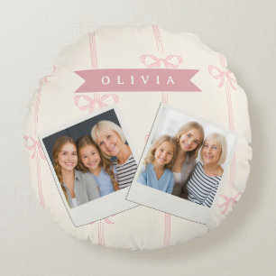 Personalisiertes Rosa-Schleifen-Name-Geschenk Eleg Rundes Kissen