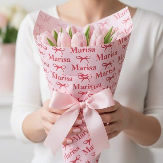 Personalisiertes rosa Schleifen-Name-Geschenk  Geschenkpapier